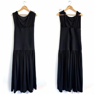 Celine Jersey Bodice Maxi Dress Elegant Sleeveless Open back